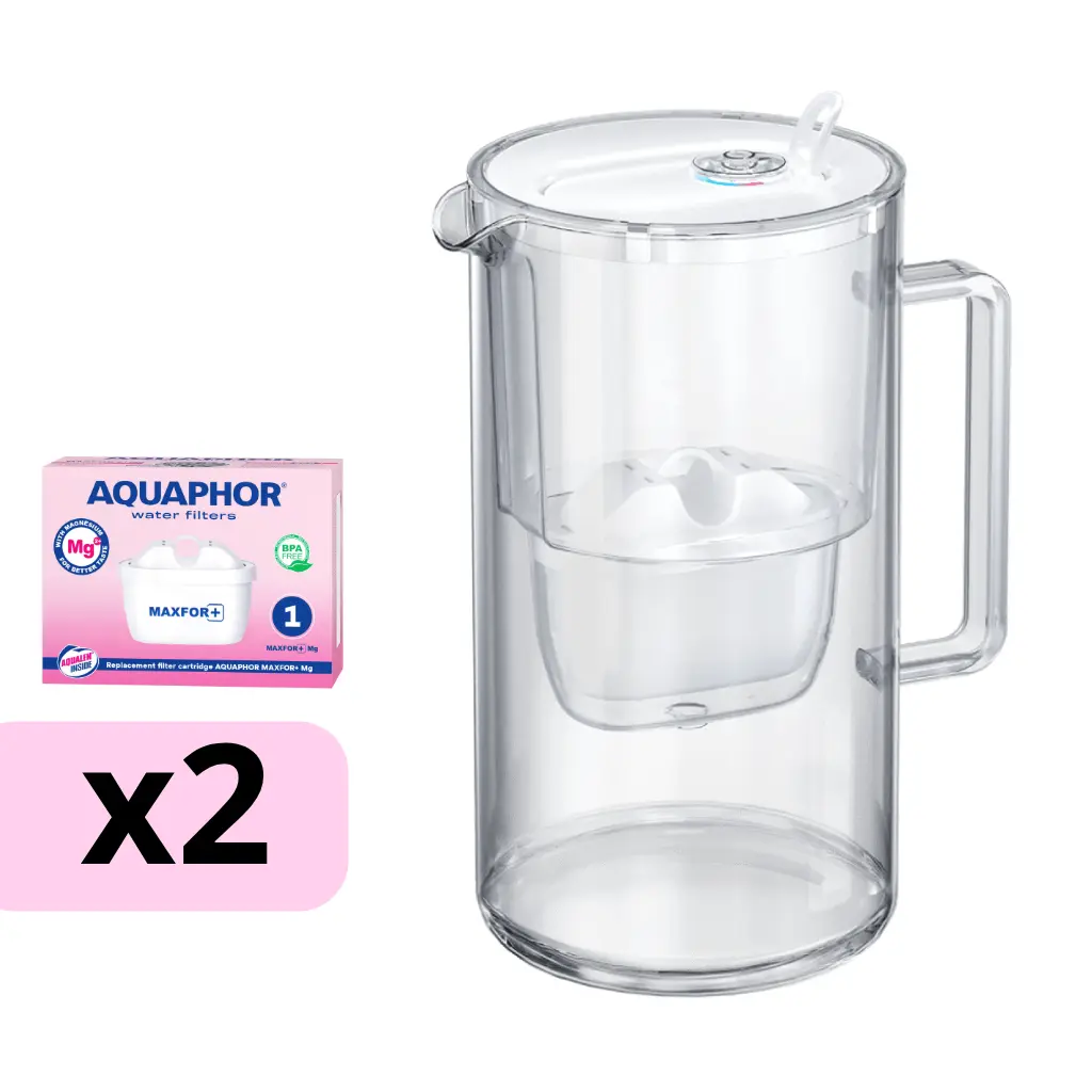 AQUAPHOR sklenená filtračná kanvica GLASS s 2 vložkami MAXFOR+ Mg